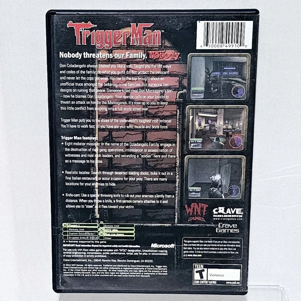 XBOX Trigger Man (Microsoft 2004) Preowned Action Mafia Game